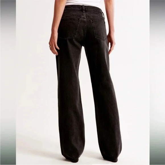Abercrombie & Fitch The Baggy Low Rise Jeans Curve Love Black Size 33 / 16 Long - Picture 5 of 10
